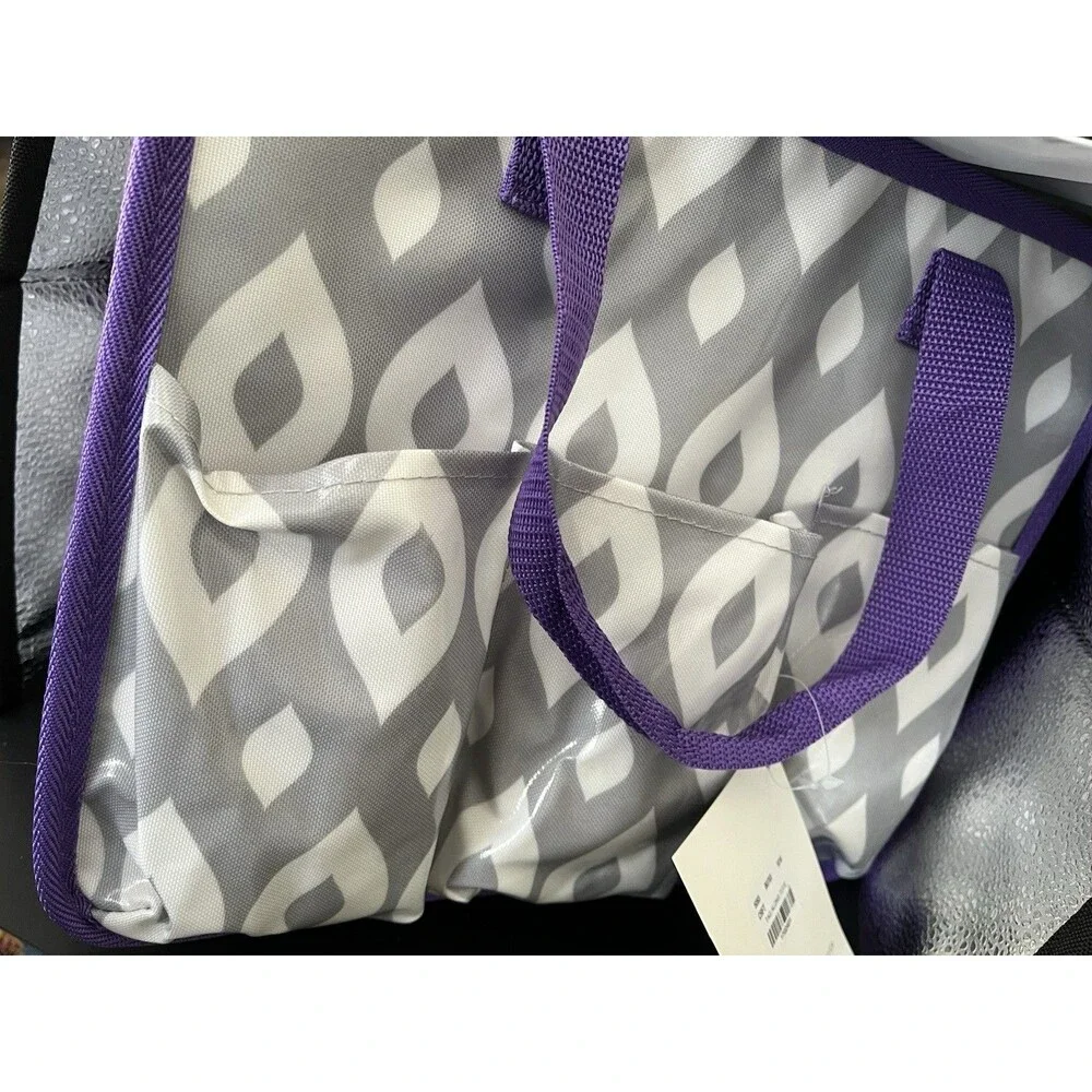 Mary Kay purple & Silver tote bag Travel Makeup Keeper Cosmetic 10”Hx 12W 5”D